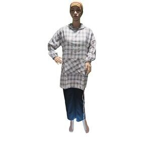 Tracksuit Set: Plaid Checked Print Long Sleeves Hooded Shirt Outwear Jacket